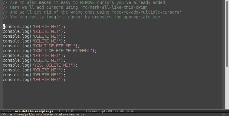 Removing cursors with ace-mc